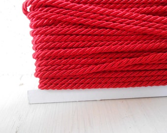 Cord Twisted Trim 5 yards 1/8" width Upholstery Passmenterie Red