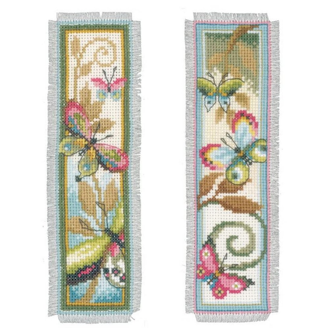 LANARTE Kit Punto Croce Segnalibri Fai Da Te, SET DI 2 Flower Power, Per Principianti Ed Esperti, Con Istruzioni In 8 Lingue, 6x20 Cm - 4