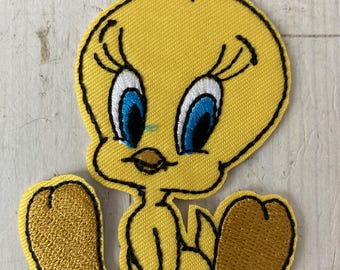 トゥイーティーパッチ刺繍アイロンアップリケ