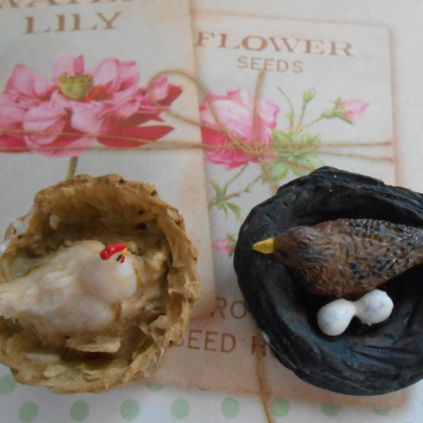 Miniature Nests Doll's House Fairy Garden Mini Animals Set of 2