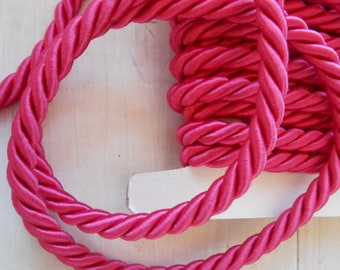 Thick Cord Twisted Satin Fuchsia 5 yards 7.5 mm width Passementerie
