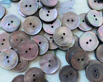 Buttons Mother of Pearl 10 pcs LIN 28 Grey