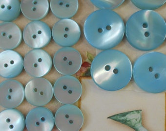 Buttons Natural Mother of Pearl  6 pcs Blue