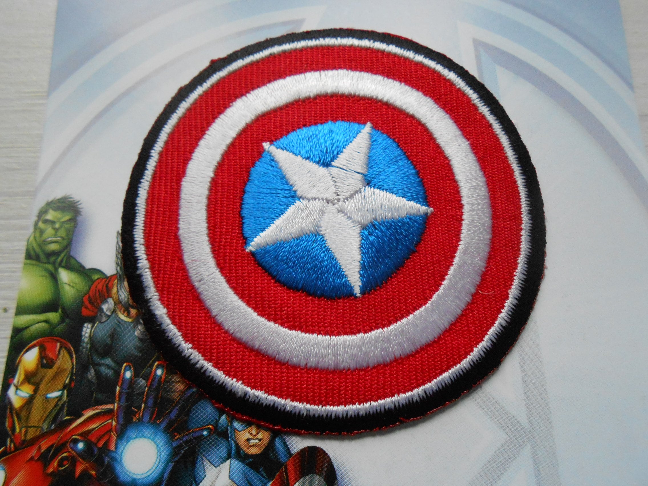 Captain America Shield Superhero Embroidered Iron or sew on Patch/Applique 3" Captain America Shield Superhero Embroidered Iron or sew on Patch/Applique 3"