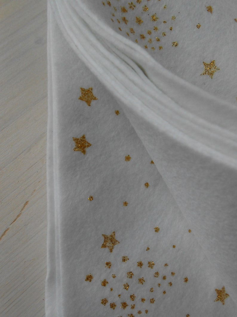 Felt Rapid rise White Gold Popular overseas Stars Printed Glitter 30x40 cm 5 Sheets
