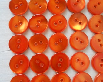 Buttons Mother of Pearl Orange 6 pcs 15 mm width