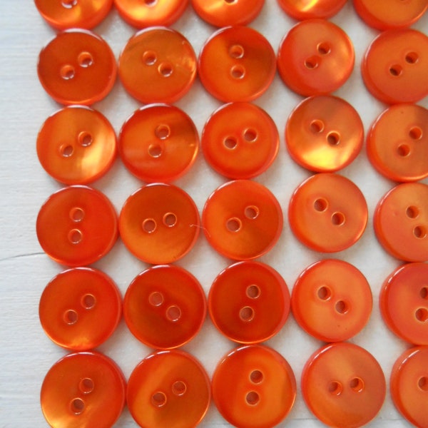 Boutons Nacre Orange 6 pcs largeur 15 mm