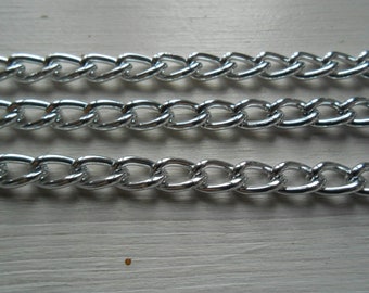 Cadena de aluminio plateada con asas para bolso de 1 metro y 8 mm de ancho