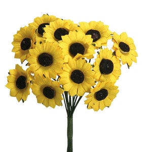 Girasoli in Carta pz 24 Pick Decorativi Fiori Bomboniere