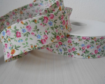 Petites fleurs en coton pour reliure en biais, 2,5 cm de large, 5 mètres, pli double