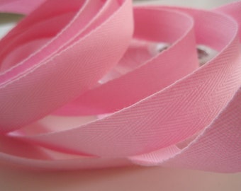 Webbing Cotton Twill Tape 5/8" width Pink 10 Yards Harringbone