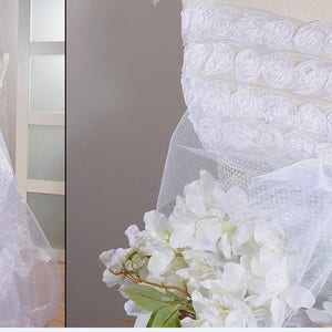 Ceremony Ribbon White Organza with Roses 1 1/2 width 3 metres image 3