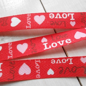 Nastro Stampato Rosso Love e Cuori mm 15 metri 20