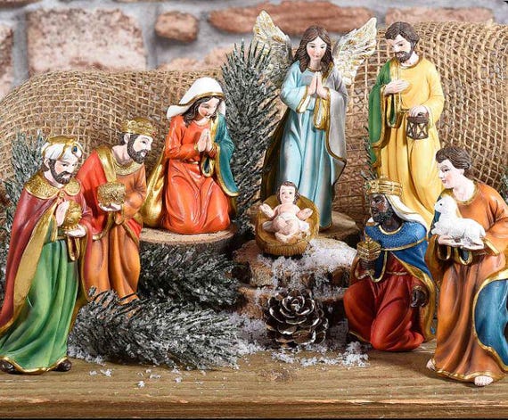 Crèche De Noël Artisanale – 40 Cm – Multicolore – Fait Main En France – Vintage 2024