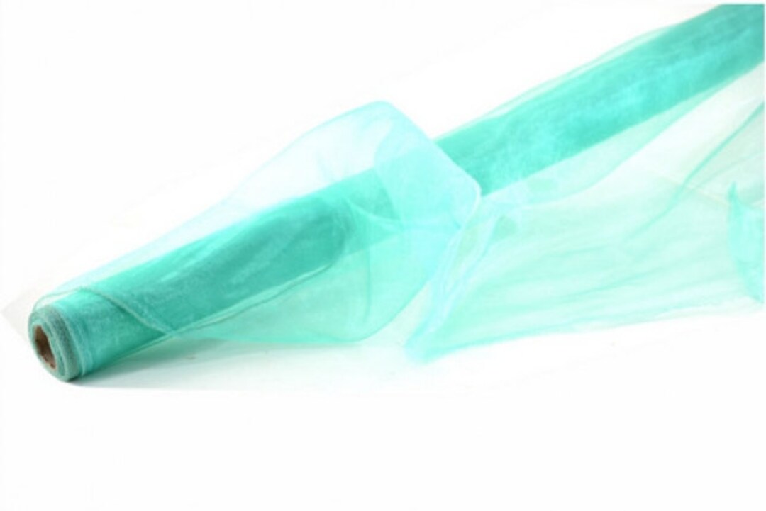 Teal Green Metallic Organza Fabric