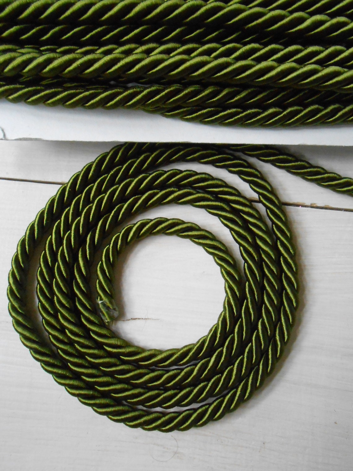 Cord Twisted Satin 5 Yards Mm 7.5 Olive Green Passementerie Etsy