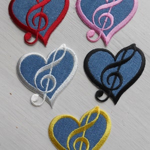 Pathc Iron-on Hearts Appliques Embroidered Trable Clef