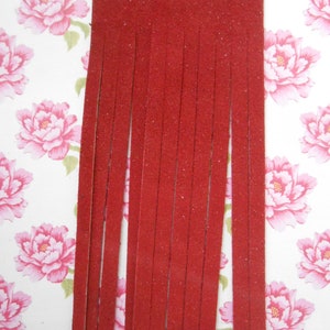 Leather Fringes Trim Bag Notions Sewing Boho Genuine Leather Fringes Dark Red