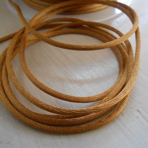 Rat Tail Cord Amber 2 mm width 5 yds Satin