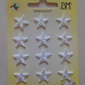 Iron-on White Stars Embroidered Appliques Set of 12