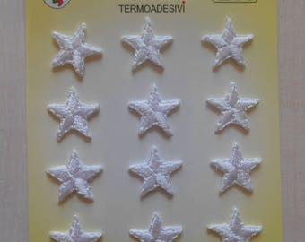 Iron-on White Stars Embroidered Appliques Set of 12
