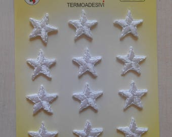 Apliques bordados de estrellas blancas de hierro Juego de 12