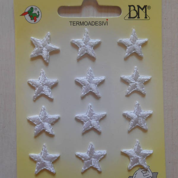 Apliques bordados de estrellas blancas de hierro Juego de 12