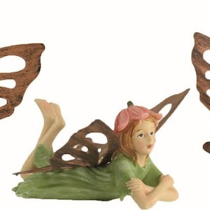 Fairy Ornament Miniature Resin Metal Wings Blue Fairy