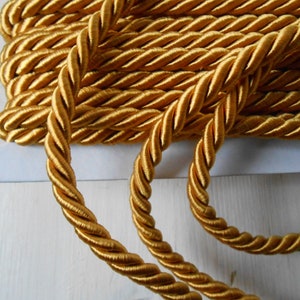 Cord Twisted Trim Gold Yellow 5 yards 1/4&quot; width