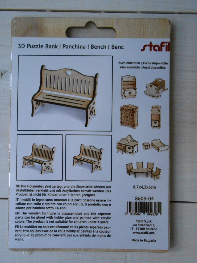 Dollhouse Miniature Bench DIY Wooden Unfinished Construction Etsy