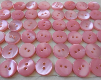 Buttons Natural Mother of Pearl Pink 1/2" width 12 pcs