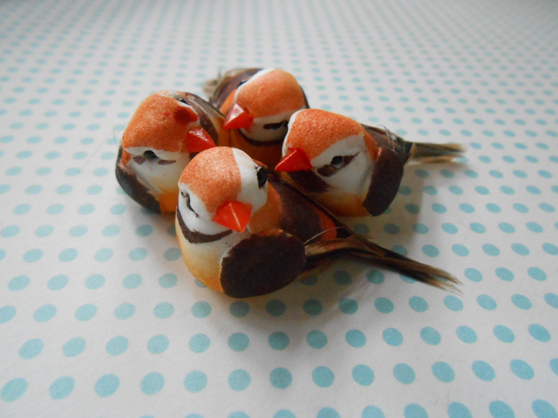 Artificial Birds Miniature With Real Feather Tail Set of 4 Etsy