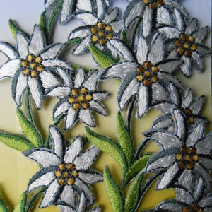 Edelweiss Iron on Embroidered Patches Set of 2 Appliques image 3