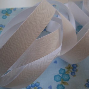 Webbing Cotton Twill Tape White  10 Yards  Harringbone Trim