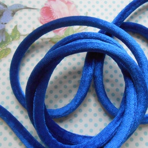 Nastro Tubolare in Velluto Stretch Blu Royal mm 7 mt 1