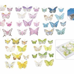 Farfalle Decorative con Clip Vere Piume 10 pz Misure Assortite