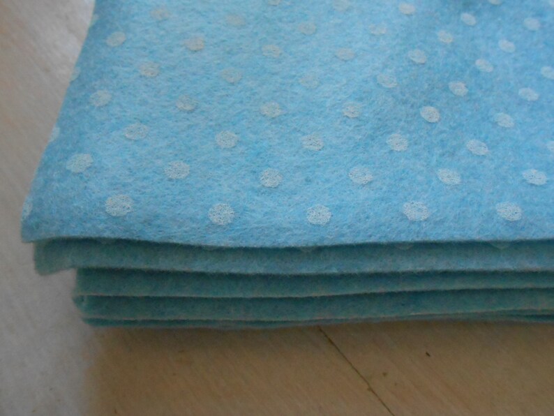 Felt Sky Blue Polka Dots Printed 3 Sheets cm 30x40 Craft Felt 画像 3