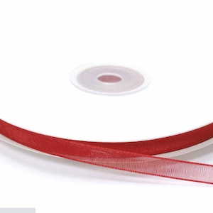 Organzalint rood 1/4" breed: 50 meter grote rol