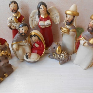 Nativity Set 8 pcs Religious Figures Christmas Ornament Miniature Holy Family 2 3/8"