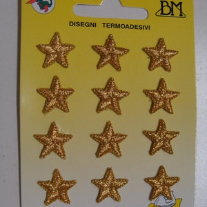 Iron-on Gold Stars Embroidered Patches Set of 12 Appliques