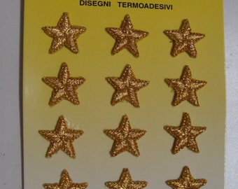 Iron-on Gold Stars Embroidered Patches Set of 12 Appliques