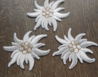 Edelweiss Iron on Set of 3 Embroidered Patch Appliques