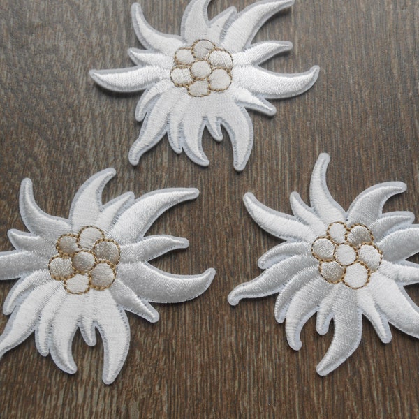 Edelweiss Iron on Set de 3 appliques patch brodées