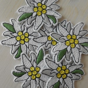 Edelweiss Iron on Set of 3 Embroidered Patch Appliques