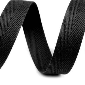 Köperband Gurtband Baumwolle 5/8&quot;Breite Schwarz 10m Harringbone