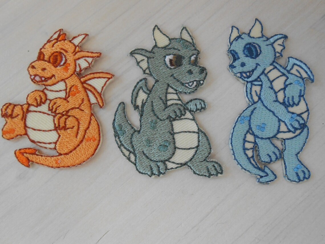 Patches Baby Dragon Set of 23 Ironon Embroidered Appliques Etsy