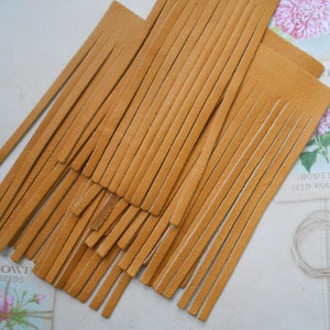 Leather Fringes Trim Bag Notions Sewing Boho Genuine Leather Fringes Ocher