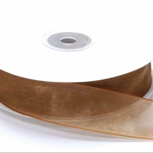 Organza Ribbon Bronze 1&quot; width 50 yds Bulky Roll