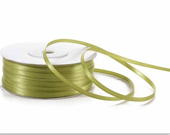 Satin Ribbon Olive Green 1/8" width 100 meters