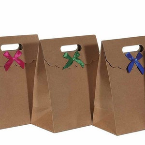 Square Paper Bag With Ribbon Handle 10 Pcs. Paper Shopping Bags